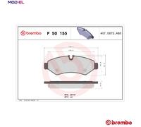 Brembo Brake Pads Set P50155 - Rear for Mercedes Sprinter 907 3.0D (OM642.899) 2018