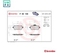 BREMBO P 50 156 Brake pad set