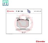 Brembo Brake Pad Set P 50 159 - Front, 4x Pads, Prepared for Wear Indicator
