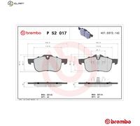 P52017 Front Brake Pad Set 4x Pads Prepared For Wear Indicator Braking By Brembo
