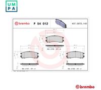 BRAKE PAD SET DISC BRAKE P 54 012 FOR HYUNDAI MITSUBISHI CHARIOT LEGNUM/VI 2.0L