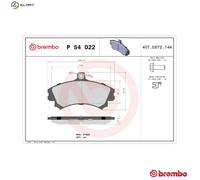 BREMBO P 54 022 Brake pad set
