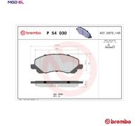 Brake pads P 54 030 BREMBO for MITSUBISHI DODGE CHRYSLER JEEP PEUGEOT CITROËN