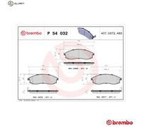 BREMBO P 54 032 Brake pad set