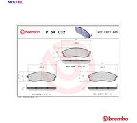 BRAKE PAD SET DISC BRAKE P 54 032 FOR NISSAN CEFIRO/II QX/IV/MAXIMA/Station 2.5L