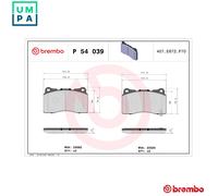 BRAKE PAD SET DISC BRAKE P 54 039X FOR MITSUBISHI LANCER/VII/VIII DODGE 2.0L