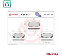 BREMBO P 54 043 Brake pad set