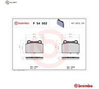 Brembo Brake Pad Set P 54 052 - Rear, Integrated Wear Indicator, 4 pcs - for Mitsubishi Lancer