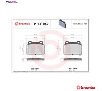 Brembo Brake Pad Set P 54 052 - Rear, Integrated Wear Indicator, 4 pcs - for Mitsubishi Lancer