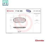 BREMBO P 54 059 Brake pad set