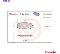 Brembo Brake Pad Set P 54 059 - Disc Brake - Fits Mazda CX-5 2.0 & Mitsubishi Pajero/Sport