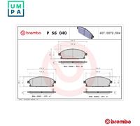 BREMBO P 56 040 Brake pad set