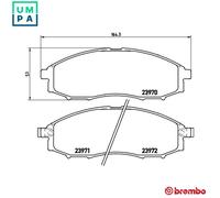 Brembo Brake Pad Set P 56 049 - Front, 4x Pads with Integrated Wear Indicator - Nissan NP300 Navara