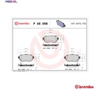 Brembo Brake Pad Set Rear With Anti-Squeak Plate For Nissan Leaf Qashqai Renault