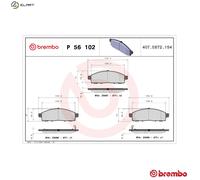 P56102 Front Brake Pad Set 4x Pads Integrated Wear Indicator Braking By Brembo