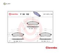 BRAKE PAD SET DISC BRAKE P 56 102 FOR MITSUBISHI NISSAN HR16DE 1.6L 4cyl 1.6L