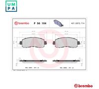 BRAKE PAD SET DISC BRAKE P 56 104 FOR NISSAN VENUCIA QR25 2.5L MR20DE 2.0L 4cyl