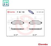 Brembo Brake Pad Set P 56 118 – Front, 4x Pads with Integrated Wear Indicator