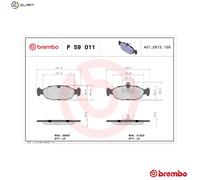 Brake Pads Set Front / Rear Brembo P59011 92100964 EC11046948372 11046148