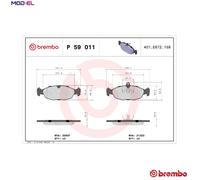 BRAKE PAD SET DISC BRAKE P 59 011 FOR OPEL ASTRA/Hatchback 16LZ2/NZR 1.6L 4cyl