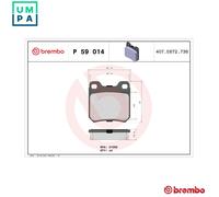 Brembo Brake Pad Set P 59 014, Rear with Anti-Squeak Plate - Fits Opel Saab Vauxhall