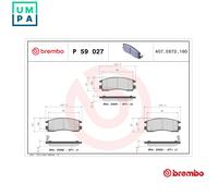 BRAKE PAD SET DISC BRAKE P 59 027 FOR MITSUBISHI CADILLAC SEVILLE/II/Mk BUICK