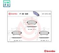 Brembo Brake Pad Set P 59 028 - Front Disc Brake - Fits Buick Cadillac Chevrolet Opel