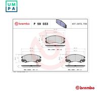 BRAKE PAD SET DISC BRAKE P 59 033 FOR HOLDEN OPEL X 22 SE 2.2L X 20 SE 2.0L 6cyl