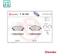 Brake pads P 59 036 BREMBO for OPEL MERIVA A MPV CORSA C COMBO Box Body/MPV