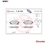 BRAKE PAD SET DISC BRAKE P 59 036 FOR HOLDEN VAUXHALL TIGRA/TwinTop CORSA/VAN