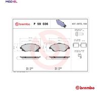 Brake pads P 59 036 BREMBO for OPEL MERIVA A MPV CORSA C COMBO Box Body/MPV