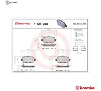 Brake pads P 59 038 BREMBO for OPEL KIA CHEVROLET LADA
