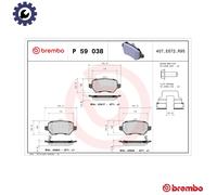 Brake pads P 59 038 BREMBO for OPEL KIA CHEVROLET LADA