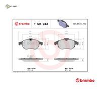 Brake pads P 59 043X BREMBO for CADILLAC SAAB FIAT OPEL