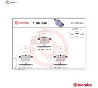 Brembo Brake Pad Set P 59 046 - Front Disc Brake, Fits Cadillac Opel Saab