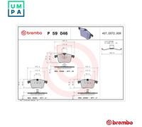 BRAKE PAD SET DISC BRAKE P 59 046 FOR CADILLAC HOLDEN VAUXHALL VECTRA/II SAAB
