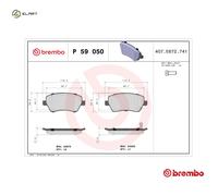 BRAKE PAD SET DISC BRAKE P 59 050 FOR SUZUKI VAUXHALL AGILA/Mk/II OPEL 3cyl 1.2L