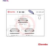 Brembo Brake Pad Set P 59 058 - Disc Brake, Front - Fits Vauxhall Opel Saab Bentley