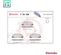 Brembo Brake Pad Set P 59 058 - Disc Brake, Front - Fits Vauxhall Opel Saab Bentley