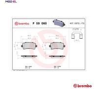 Brembo Brake Pads Rear With Anti-Squeak Plate Fits Chevrolet Opel Saab Vauxhall