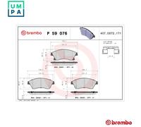 Brake pads P 59 076X BREMBO for OPEL CHEVROLET