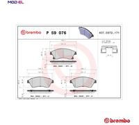 Brembo Disc Brake Pads P 59 076X - Set for Chevrolet Aveo Saloon 1.2 / Opel