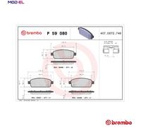 Brembo P59080 Brake Pad Set Fits Chevrolet Cruze 2.0 CDI 1.8 LPG 2.0 TD