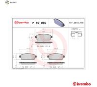 Brake pads P 59 080 BREMBO for OPEL CHEVROLET VAUXHALL