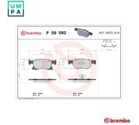 BRAKE PAD SET DISC BRAKE P 59 092 FOR HOLDEN VAUXHALL ASTRA/Mk/VII CHEVROLET