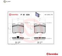 Brembo Brake Pad Set P 61 034 – Disc Brake for Citroën AX / Peugeot 106 I 1.0L