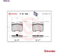 BRAKE PAD SET DISC BRAKE P 61 034 FOR PEUGEOT CITROEN HDZ 1.1L 4cyl 106 I 1.4L
