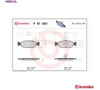 Brake pads P 61 051 BREMBO for PEUGEOT CITROËN