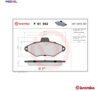 Brembo Brake Pad Set P 61 052 for CITROËN Xantia, Xantia Estate