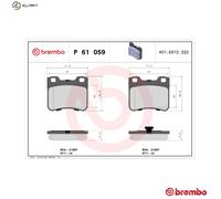 Brembo Brake Pads P61 059 - Front, Anti-Squeak - Citroen Saxo CDY/CDZ 1.0L